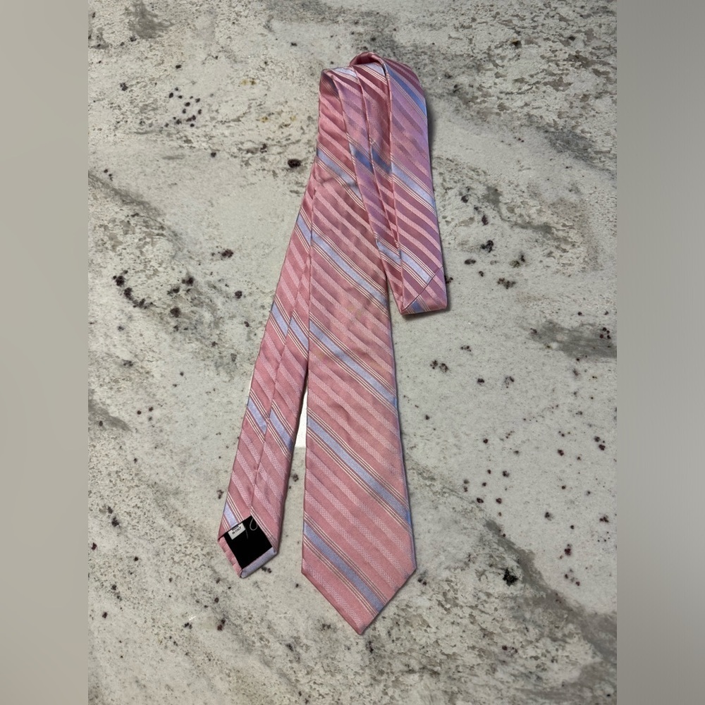 Valentino Tie Pink Blue Diagonal Stripes